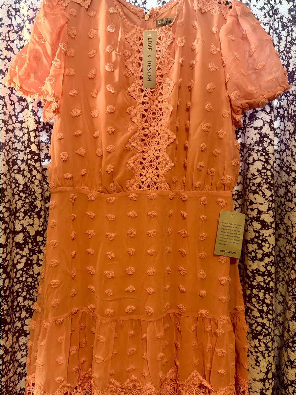 Love By Design Pink Mini Dress with Crochet Trim